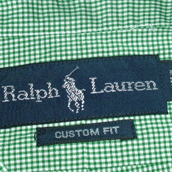 Ralph Lauren Polo $75 Mens sz. XL Green White Custom Fit Button Down Shirt New - Picture 3 of 4
